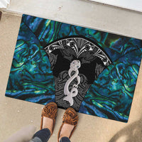 New Zealand Aotearoa Rubber Doormat Maori Taniwha Paua Shell