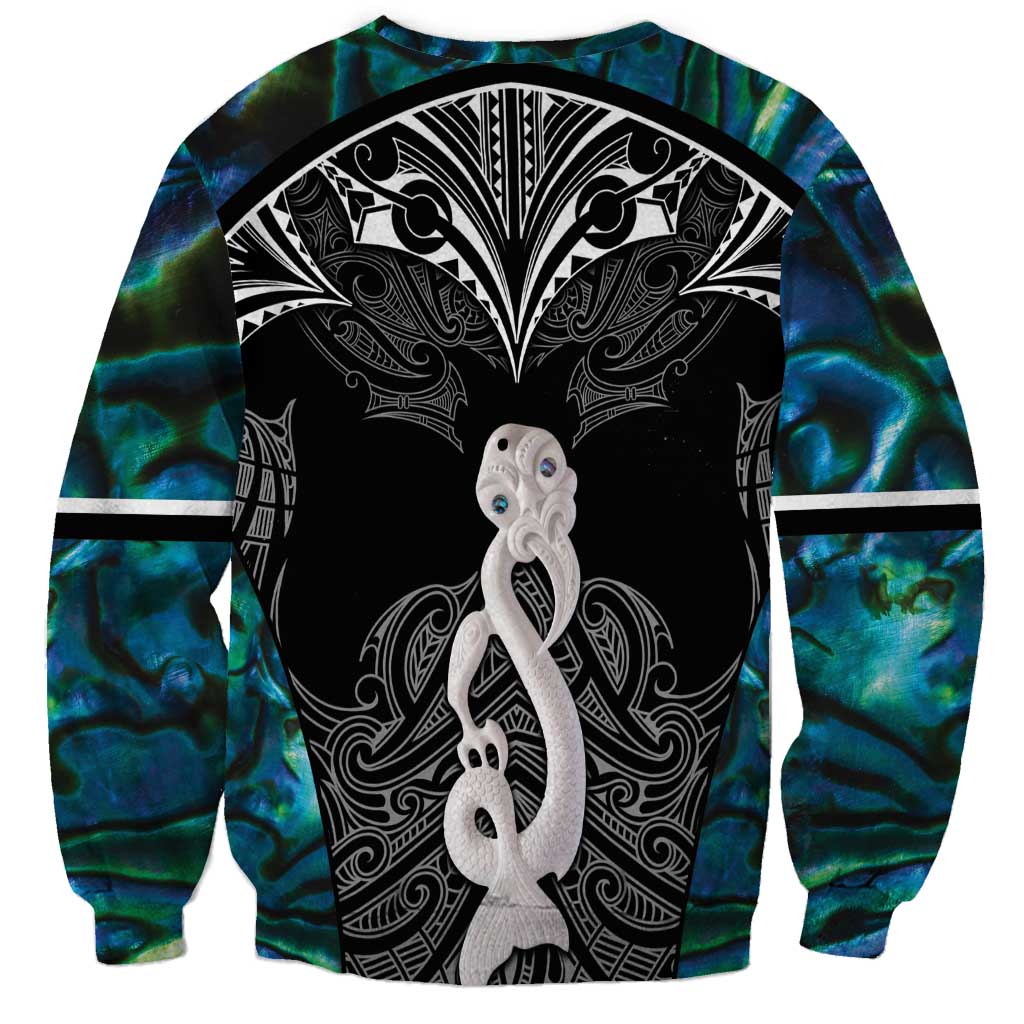 New Zealand Aotearoa Sweatshirt Maori Taniwha Paua Shell