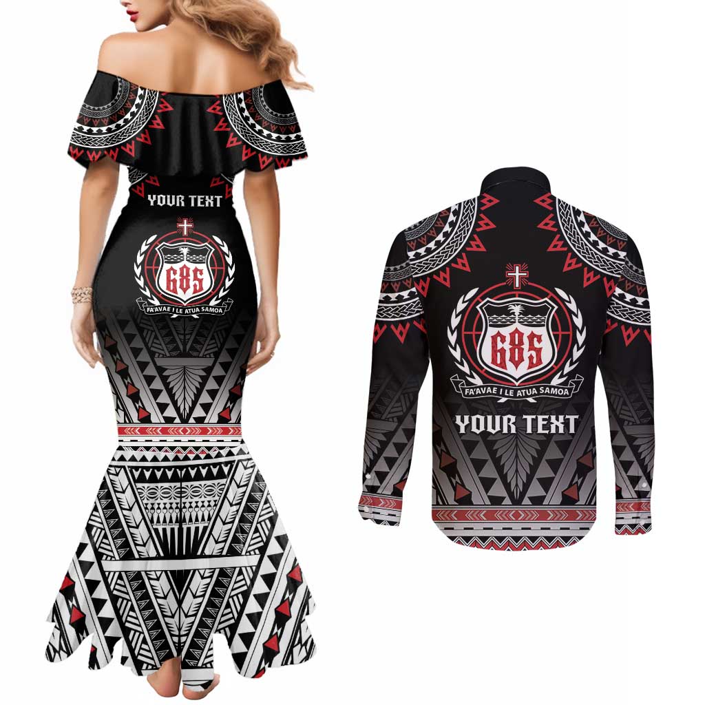 Personalised Samoa Black Saturday Couples Matching Mermaid Dress and Long Sleeve Button Shirt Samoa For Samoans