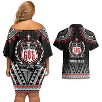Personalised Samoa Black Saturday Couples Matching Off Shoulder Short Dress and Hawaiian Shirt Samoa For Samoans