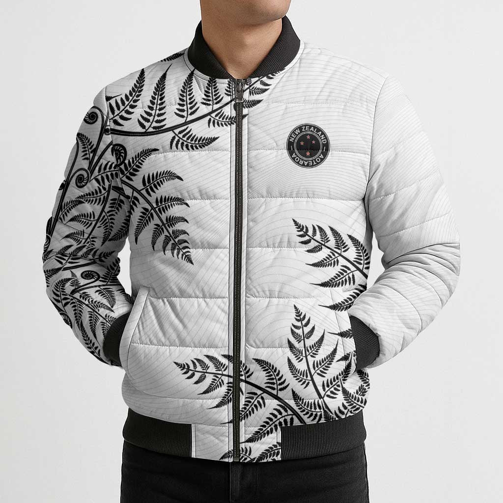 Custom New Zealand Football Bomber Puffer Jacket Aotearoa Pride - Polynesian Pride