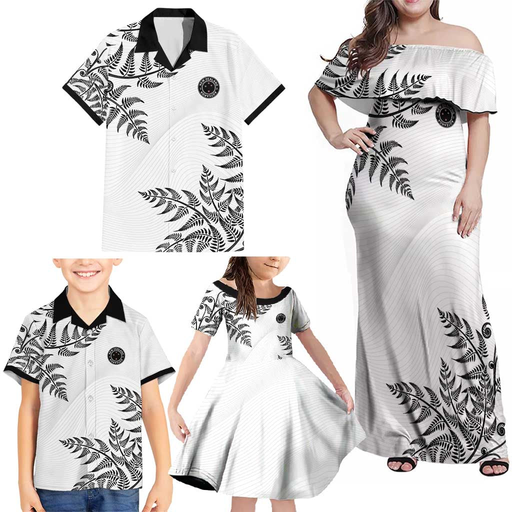Custom New Zealand Football Family Matching Off Shoulder Maxi Dress and Hawaiian Shirt Aotearoa Pride - Polynesian Pride