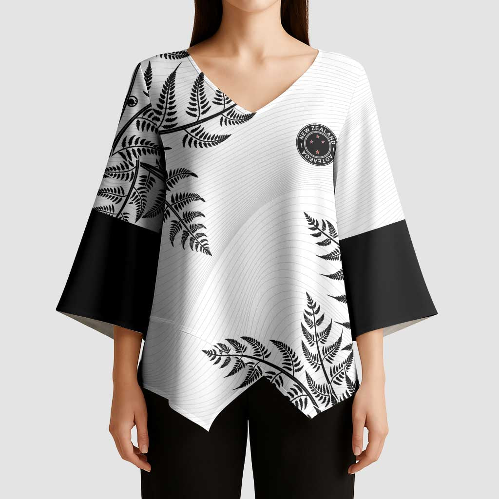 Custom New Zealand Football Kimono Sleeve Blouse Aotearoa Pride - Polynesian Pride