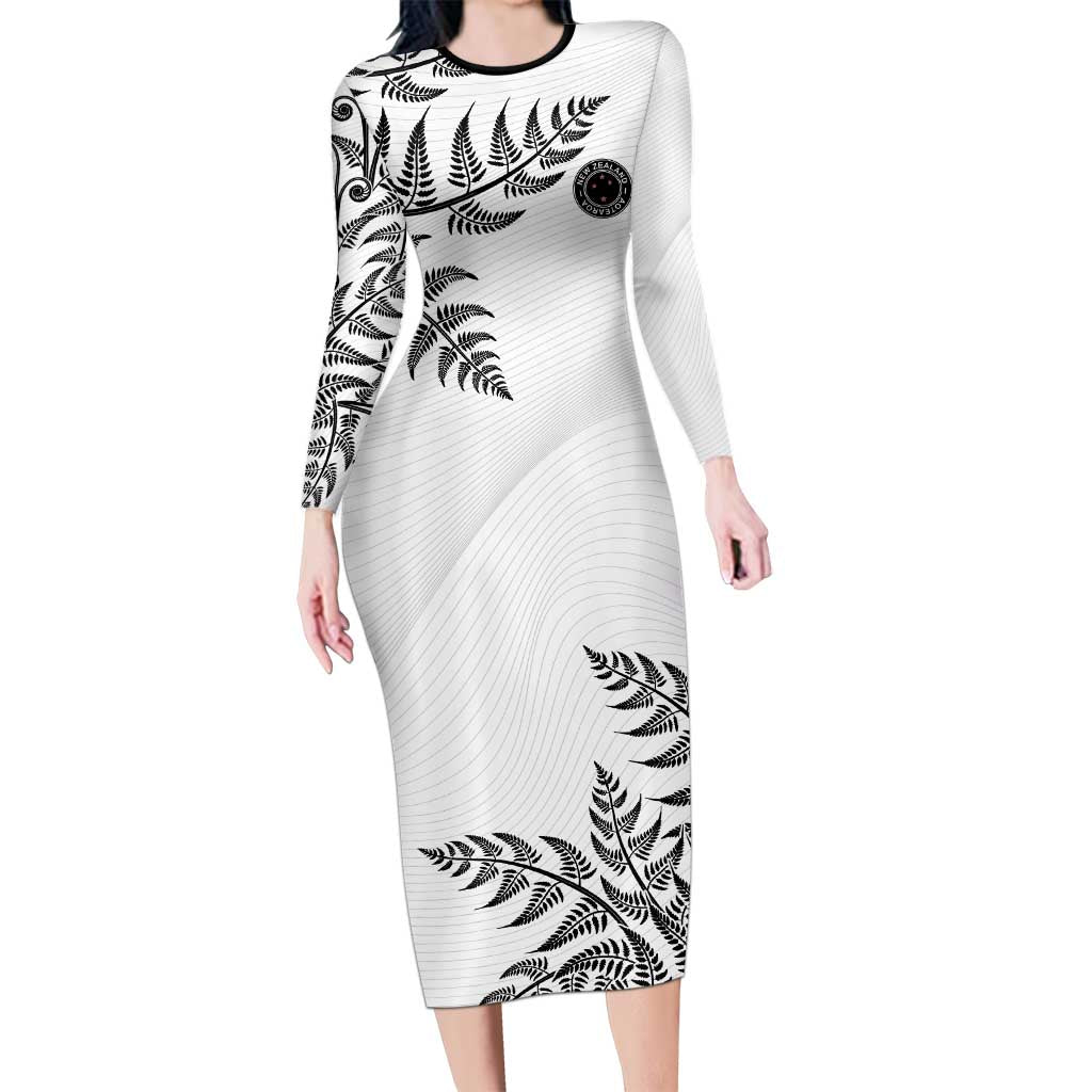 Custom New Zealand Football Long Sleeve Bodycon Dress Aotearoa Pride - Polynesian Pride