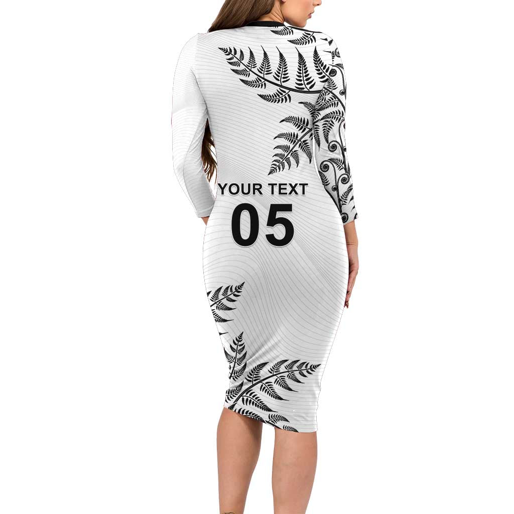 Custom New Zealand Football Long Sleeve Bodycon Dress Aotearoa Pride - Polynesian Pride