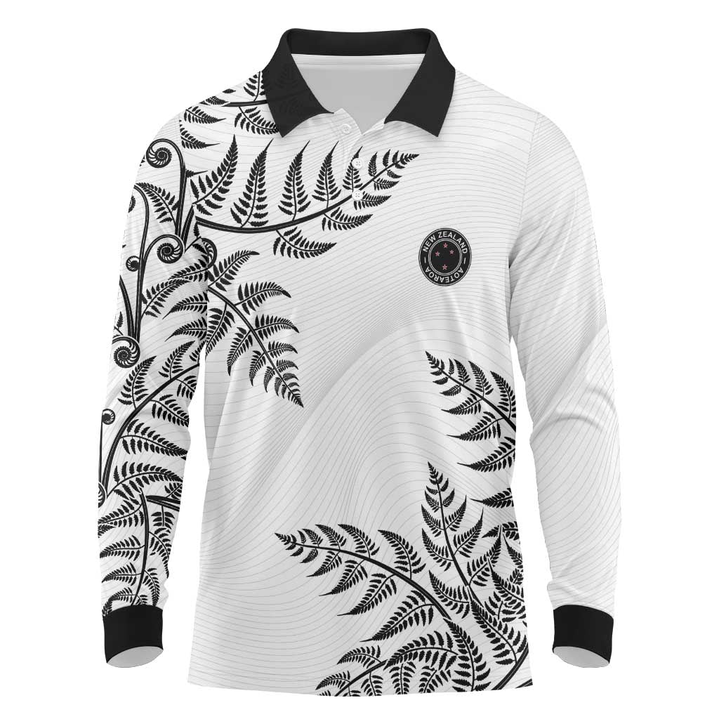 Custom New Zealand Football Long Sleeve Polo Shirt Aotearoa Pride - Polynesian Pride