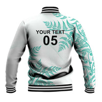 Custom New Zealand Football Baseball Jacket Aotearoa Pride Aqua Version - Polynesian Pride