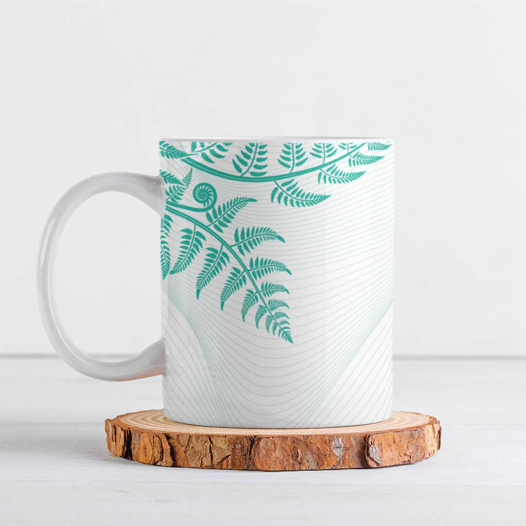 Custom New Zealand Football Ceramic Mug Aotearoa Pride Aqua Version - Polynesian Pride