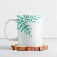Custom New Zealand Football Ceramic Mug Aotearoa Pride Aqua Version - Polynesian Pride