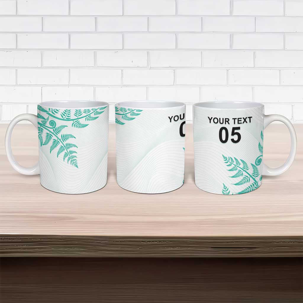 Custom New Zealand Football Ceramic Mug Aotearoa Pride Aqua Version - Polynesian Pride