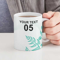 Custom New Zealand Football Ceramic Mug Aotearoa Pride Aqua Version - Polynesian Pride