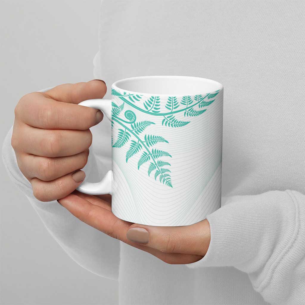 Custom New Zealand Football Ceramic Mug Aotearoa Pride Aqua Version - Polynesian Pride