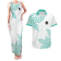 Custom New Zealand Football Couples Matching Tank Maxi Dress and Hawaiian Shirt Aotearoa Pride Aqua Version - Polynesian Pride