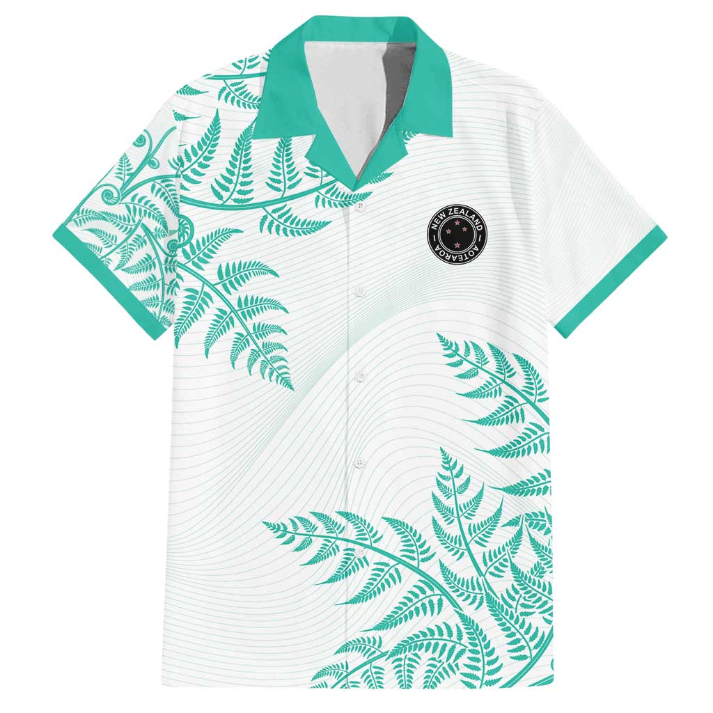 Custom New Zealand Football Family Matching Long Sleeve Bodycon Dress and Hawaiian Shirt Aotearoa Pride Aqua Version - Polynesian Pride