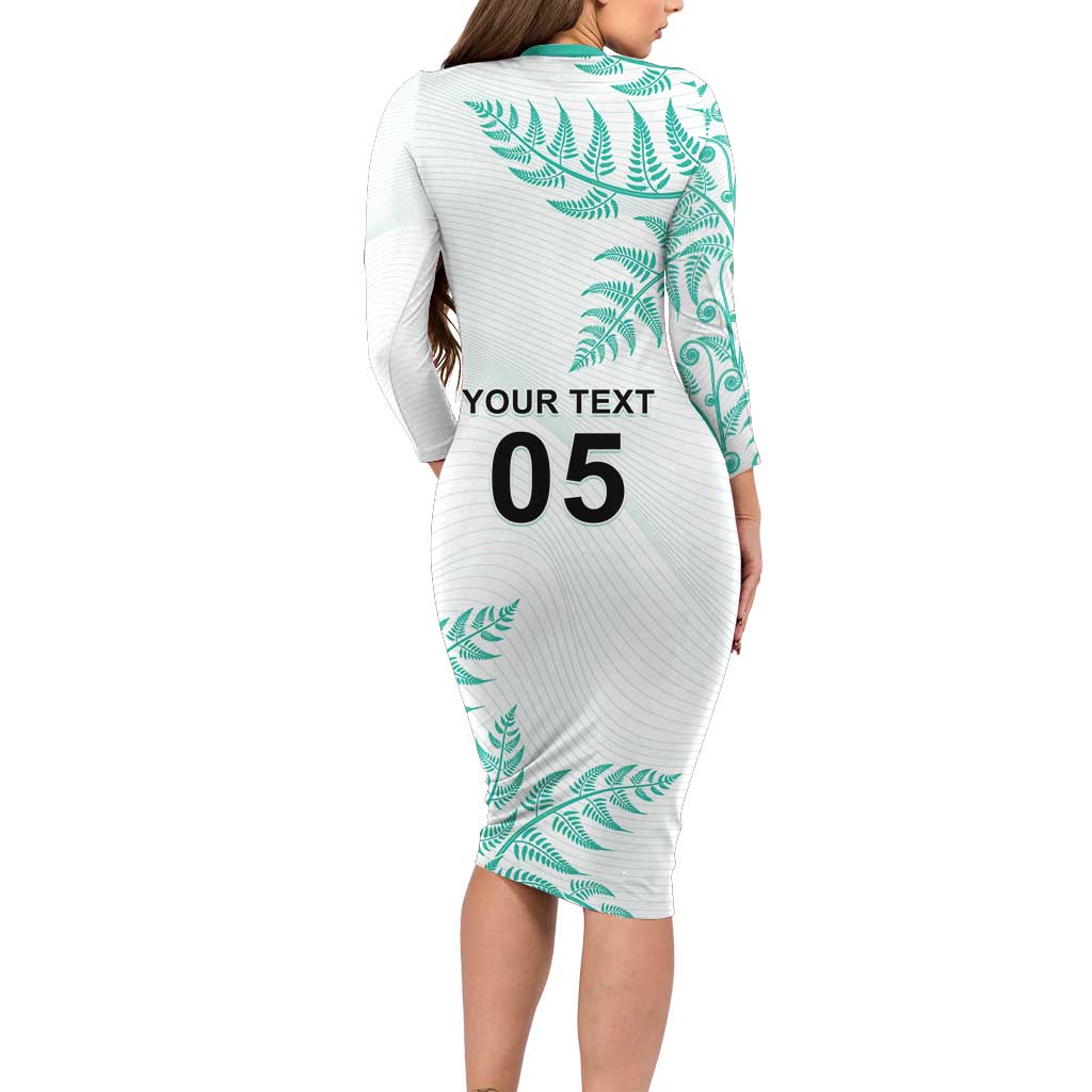 Custom New Zealand Football Family Matching Long Sleeve Bodycon Dress and Hawaiian Shirt Aotearoa Pride Aqua Version - Polynesian Pride