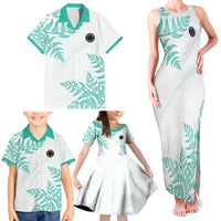 Custom New Zealand Football Family Matching Tank Maxi Dress and Hawaiian Shirt Aotearoa Pride Aqua Version - Polynesian Pride