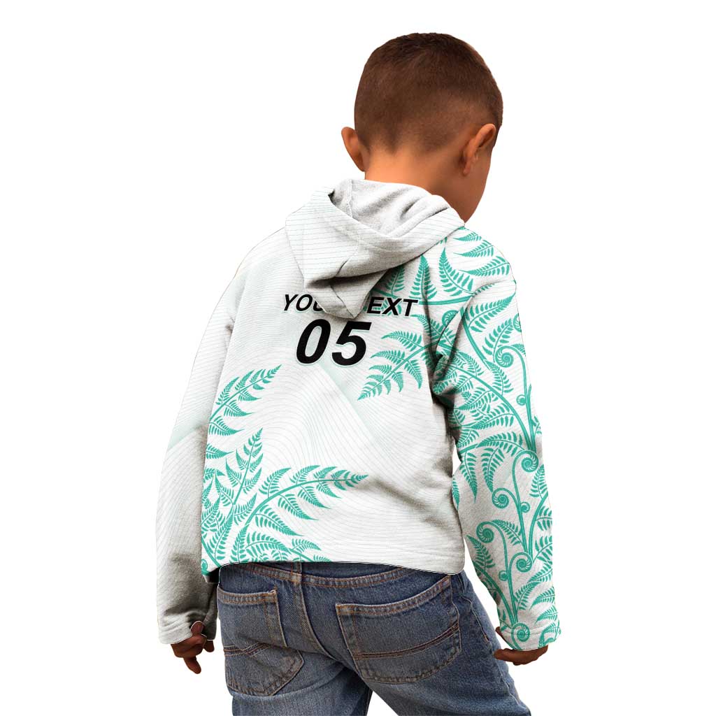 Custom New Zealand Football Kid Hoodie Aotearoa Pride Aqua Version - Polynesian Pride