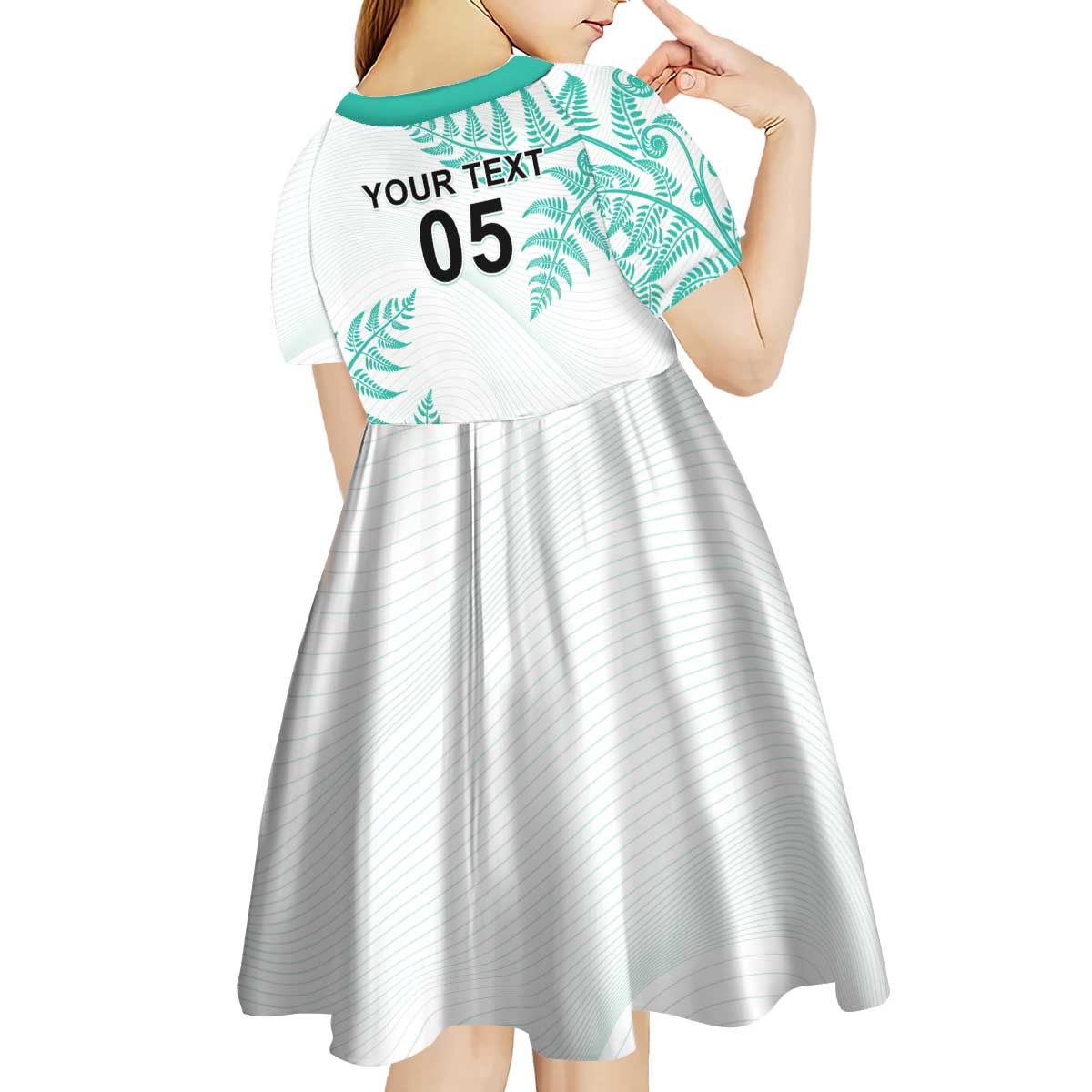 Custom New Zealand Football Kid Short Sleeve Dress Aotearoa Pride Aqua Version - Polynesian Pride