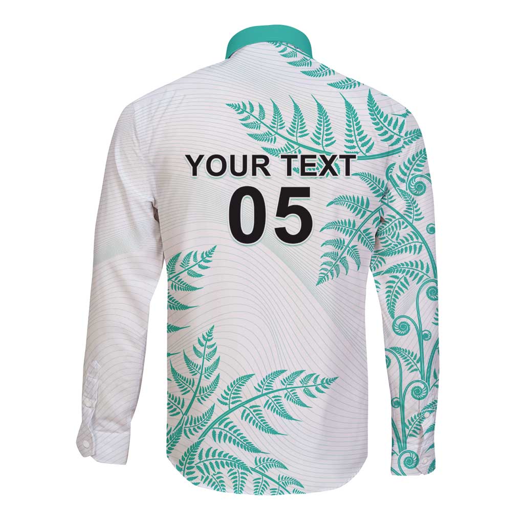 Custom New Zealand Football Long Sleeve Button Shirt Aotearoa Pride Aqua Version - Polynesian Pride