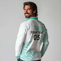 Custom New Zealand Football Long Sleeve Polo Shirt Aotearoa Pride Aqua Version - Polynesian Pride