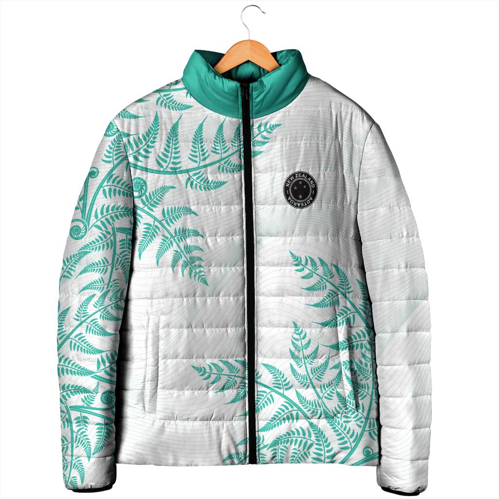 Custom New Zealand Football Padded Jacket Aotearoa Pride Aqua Version - Polynesian Pride