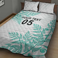 Custom New Zealand Football Quilt Bed Set Aotearoa Pride Aqua Version - Polynesian Pride