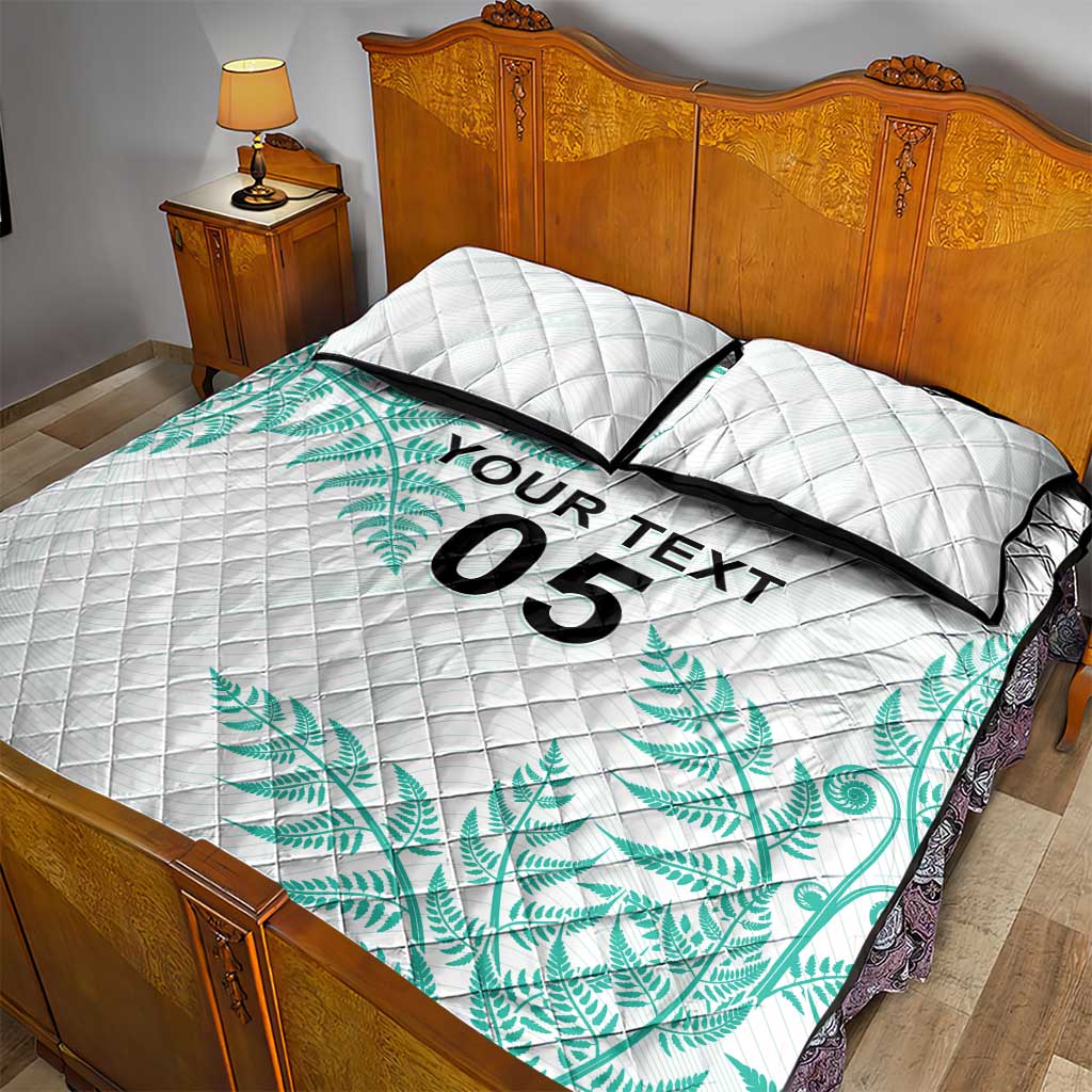 Custom New Zealand Football Quilt Bed Set Aotearoa Pride Aqua Version - Polynesian Pride