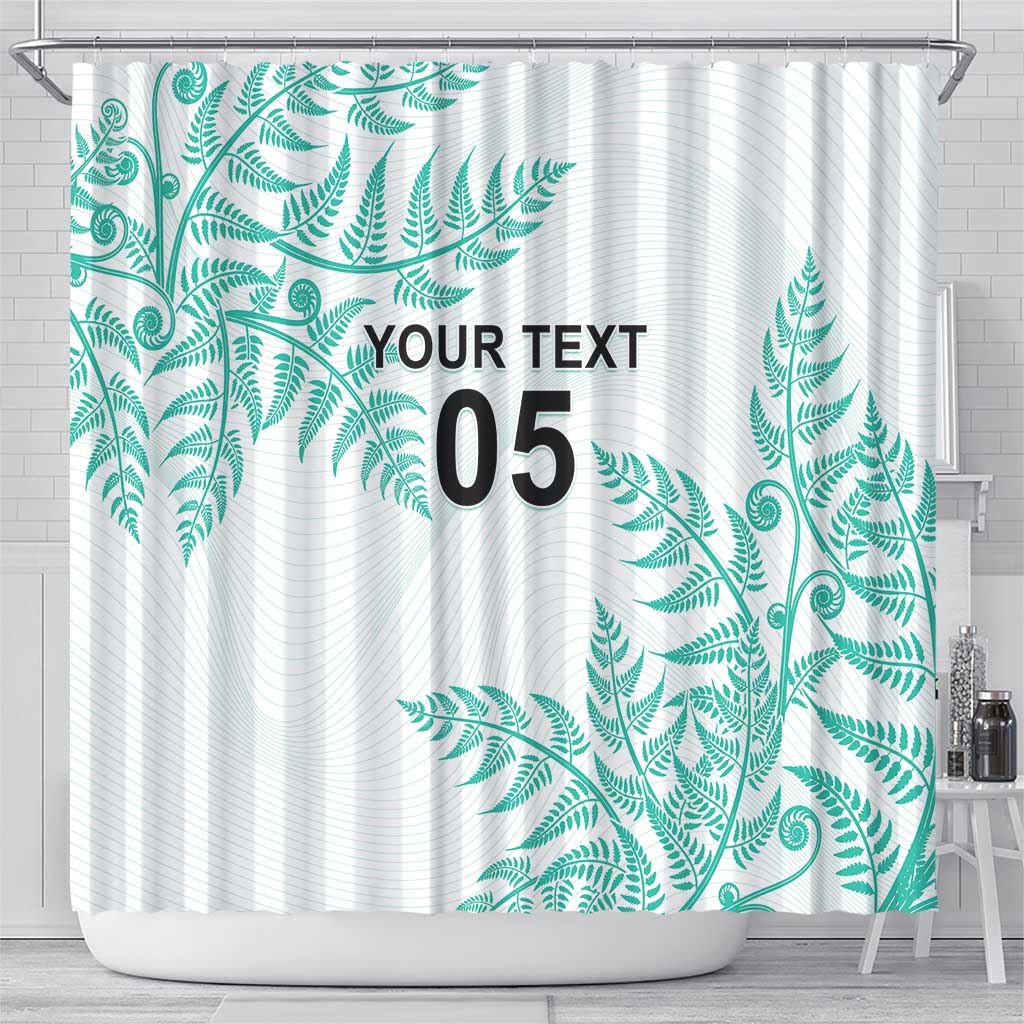 Custom New Zealand Football Shower Curtain Aotearoa Pride Aqua Version - Polynesian Pride