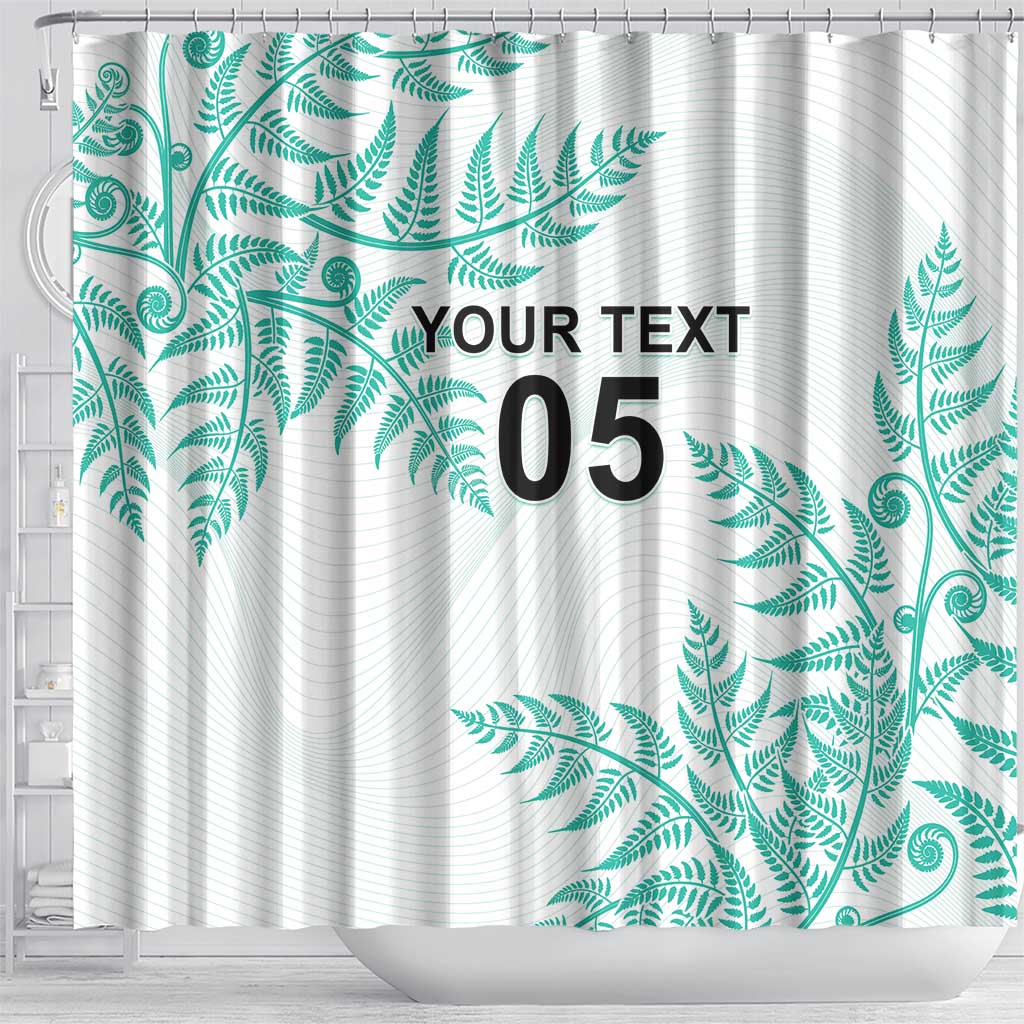 Custom New Zealand Football Shower Curtain Aotearoa Pride Aqua Version - Polynesian Pride