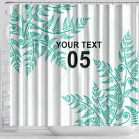 Custom New Zealand Football Shower Curtain Aotearoa Pride Aqua Version - Polynesian Pride