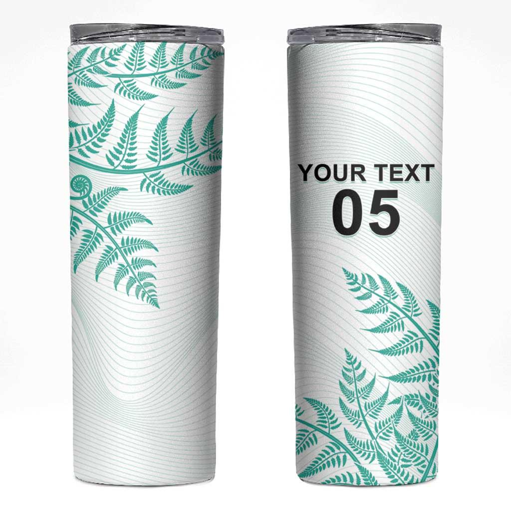 Custom New Zealand Football Skinny Tumbler Aotearoa Pride Aqua Version - Polynesian Pride