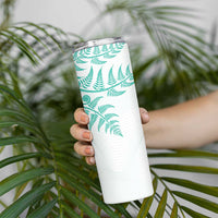 Custom New Zealand Football Skinny Tumbler Aotearoa Pride Aqua Version - Polynesian Pride