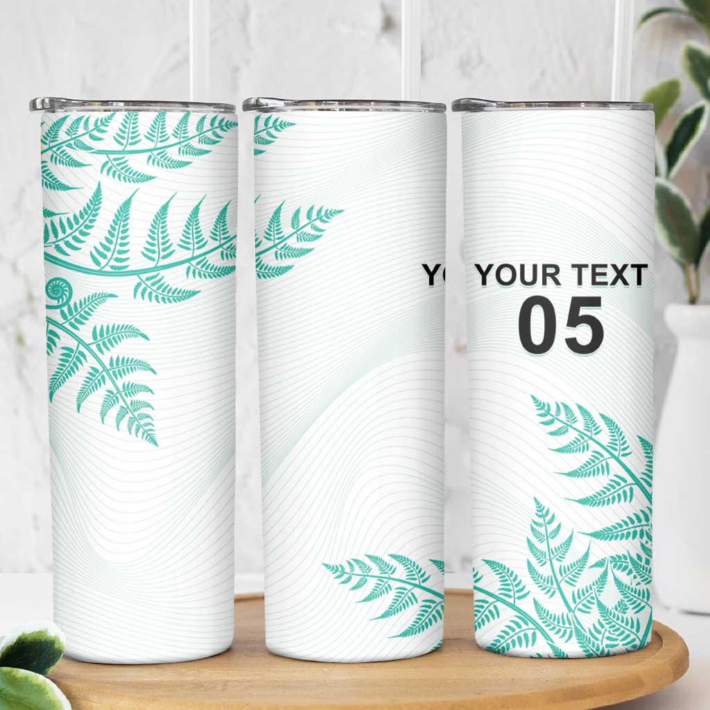 Custom New Zealand Football Skinny Tumbler Aotearoa Pride Aqua Version - Polynesian Pride