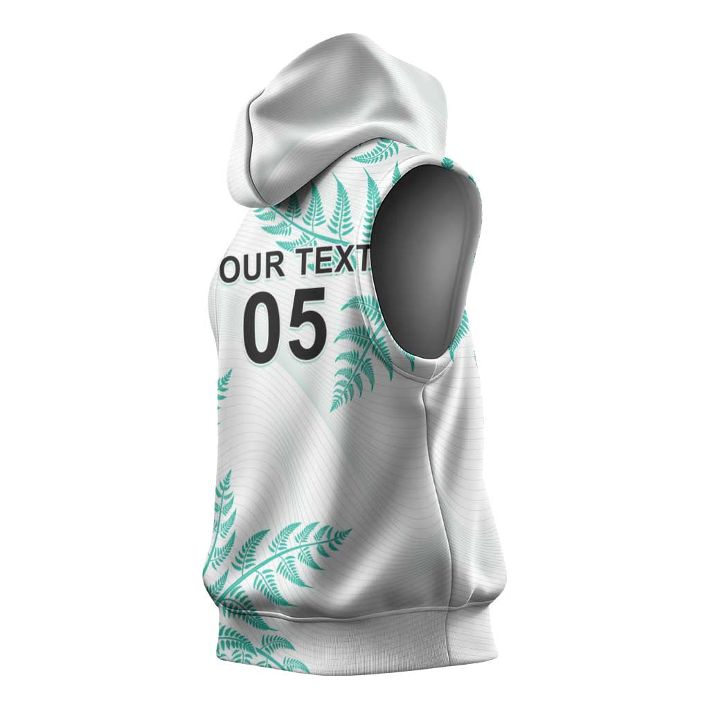 Custom New Zealand Football Sleeveless Hoodie Aotearoa Pride Aqua Version - Polynesian Pride