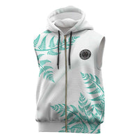 Custom New Zealand Football Sleeveless Zip Hoodie Aotearoa Pride Aqua Version - Polynesian Pride