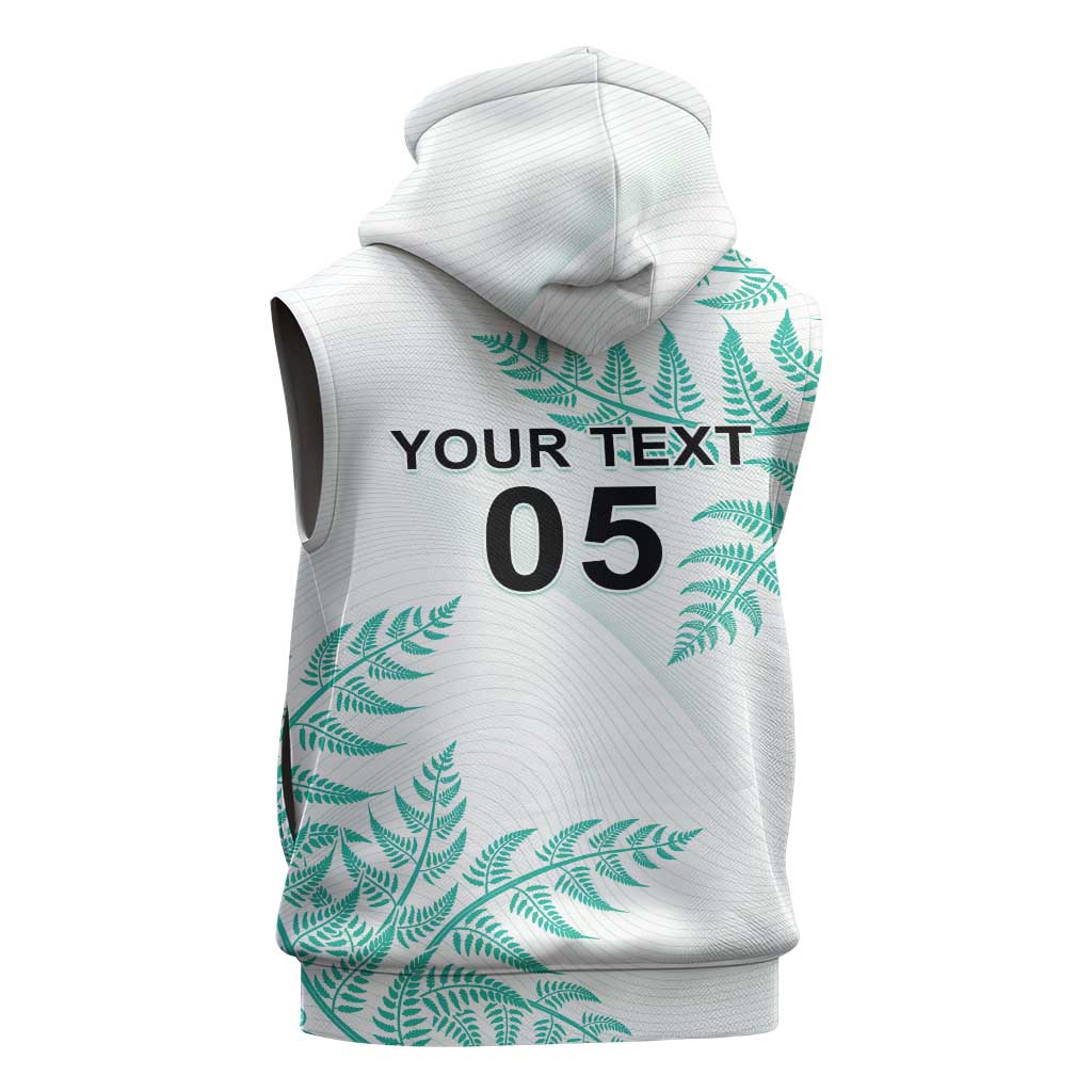 Custom New Zealand Football Sleeveless Zip Hoodie Aotearoa Pride Aqua Version - Polynesian Pride