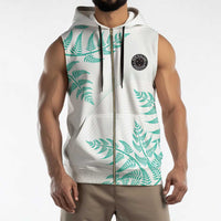 Custom New Zealand Football Sleeveless Zip Hoodie Aotearoa Pride Aqua Version - Polynesian Pride