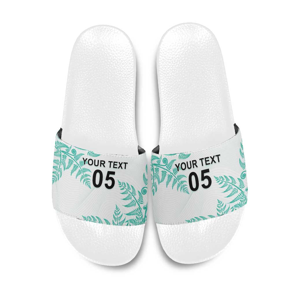 Custom New Zealand Football Slide Sandals Aotearoa Pride Aqua Version - Polynesian Pride