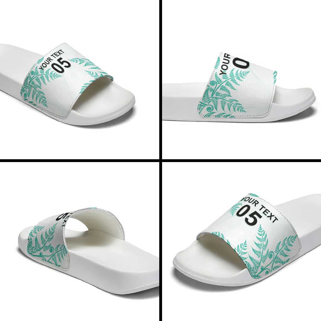 Custom New Zealand Football Slide Sandals Aotearoa Pride Aqua Version - Polynesian Pride
