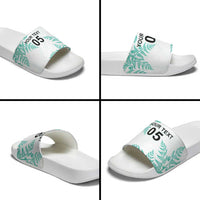 Custom New Zealand Football Slide Sandals Aotearoa Pride Aqua Version - Polynesian Pride