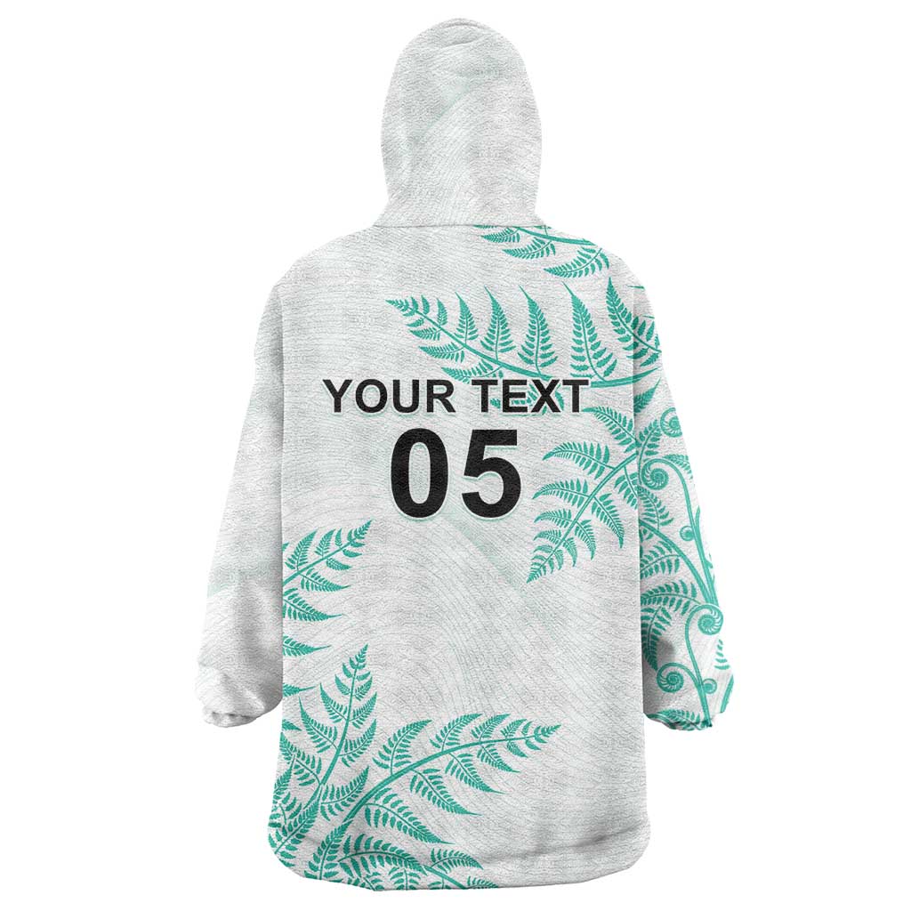 Custom New Zealand Football Wearable Blanket Hoodie Aotearoa Pride Aqua Version - Polynesian Pride