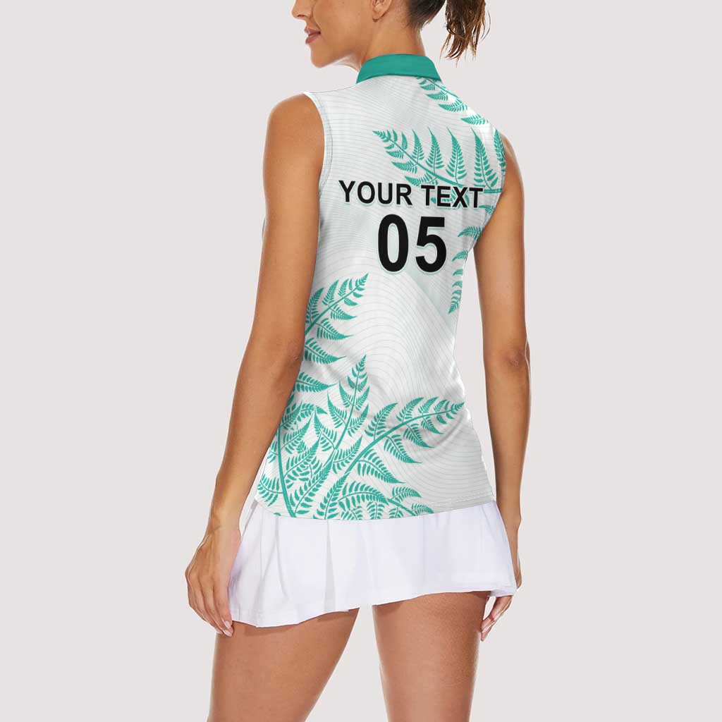 Custom New Zealand Football Women Sleeveless Polo Shirt Aotearoa Pride Aqua Version - Polynesian Pride