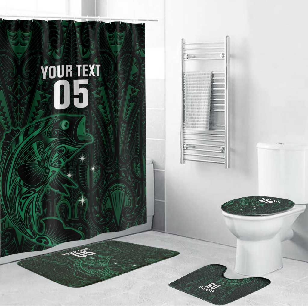 Custom New Zealand Fishing Bathroom Set Maori Tribal Pattern - Polynesian Pride