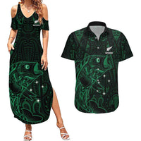 Custom New Zealand Fishing Couples Matching Summer Maxi Dress and Hawaiian Shirt Maori Tribal Pattern - Polynesian Pride
