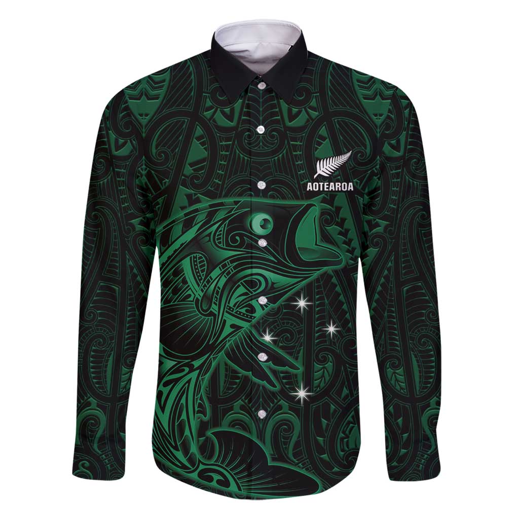 Custom New Zealand Fishing Family Matching Long Sleeve Bodycon Dress and Hawaiian Shirt Maori Tribal Pattern - Polynesian Pride