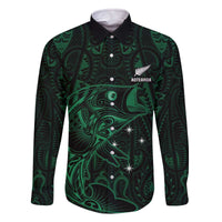 Custom New Zealand Fishing Family Matching Off The Shoulder Long Sleeve Dress and Hawaiian Shirt Maori Tribal Pattern - Polynesian Pride