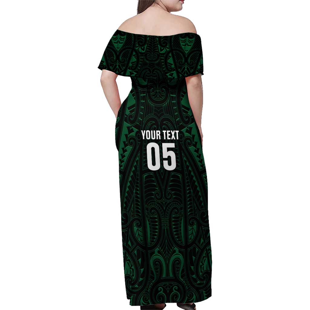 Custom New Zealand Fishing Family Matching Off Shoulder Maxi Dress and Hawaiian Shirt Maori Tribal Pattern - Polynesian Pride