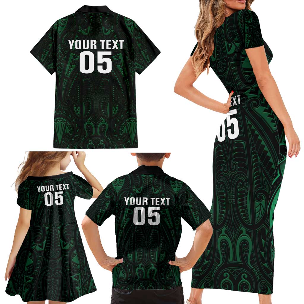 Custom New Zealand Fishing Family Matching Short Sleeve Bodycon Dress and Hawaiian Shirt Maori Tribal Pattern - Polynesian Pride