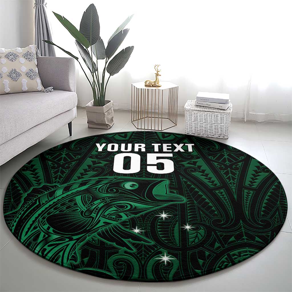 Custom New Zealand Fishing Round Carpet Maori Tribal Pattern - Polynesian Pride