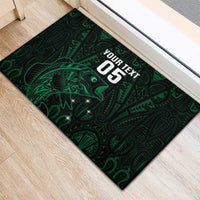 Custom New Zealand Fishing Rubber Doormat Maori Tribal Pattern - Polynesian Pride